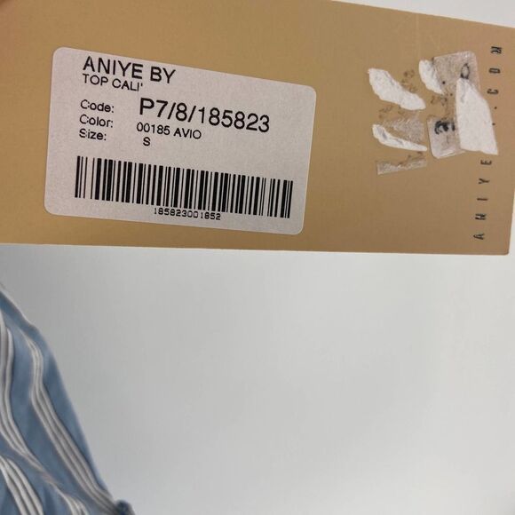 Aniye By Blue White Stripe Green Spaghetti Strap Crossback Tank Top NWT Womens S - Picture 4 of 7